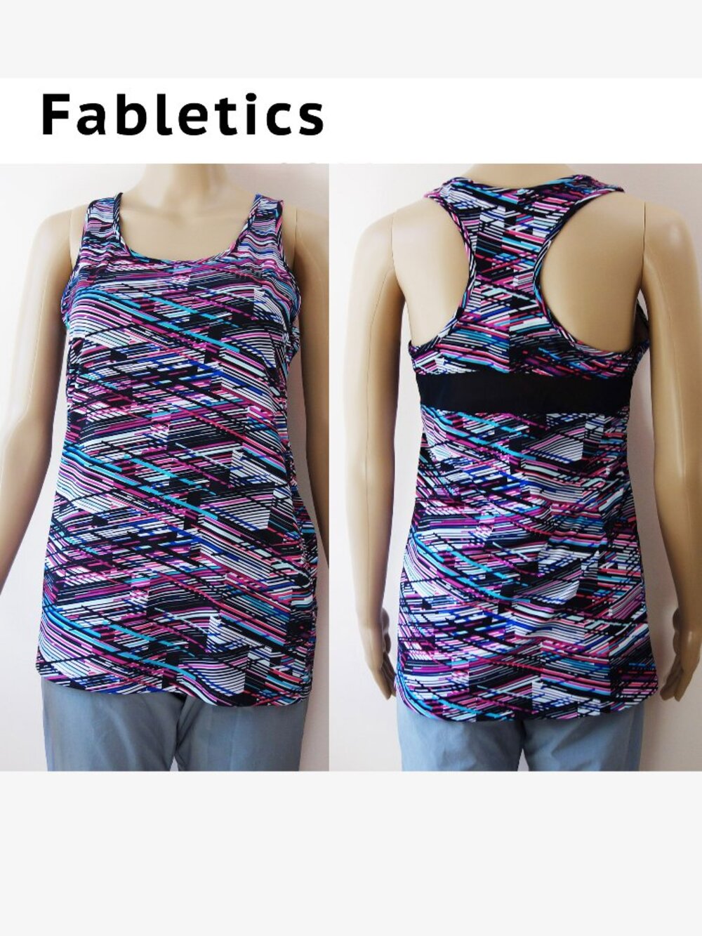 Fabletics Racerback Abstract mesh Active Tank Top (XS) EUC